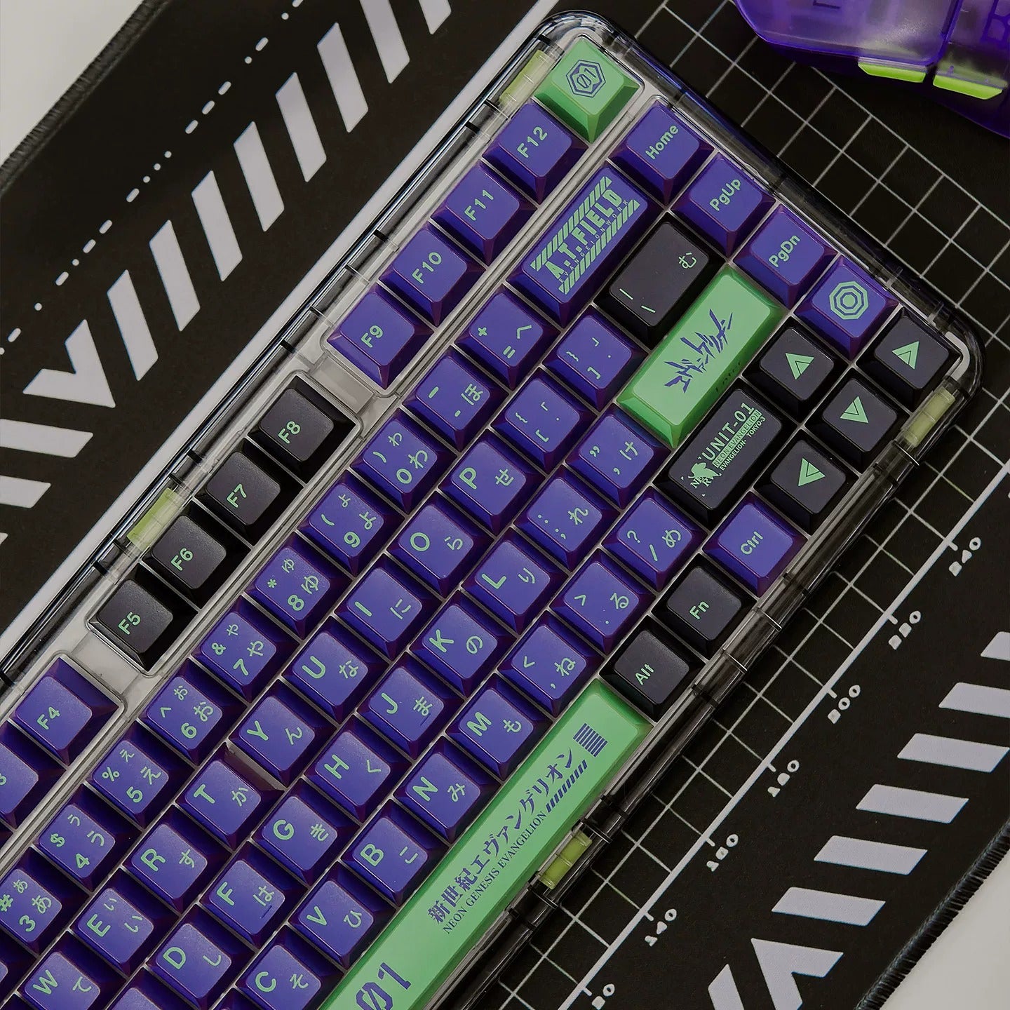 EVA series, EVANGELION-01 theme, folded translucent personalized keycap theme series, PBT material anime game theme creative keycap set