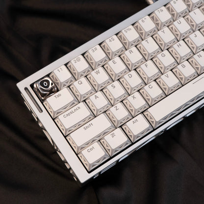 White translucent minimalist design keycap folding shadow, 4-sided hollow translucent front engraving customized keyboard PC+PBT compatible with 61/64/68/75/84/87/104 mechanical keyboard