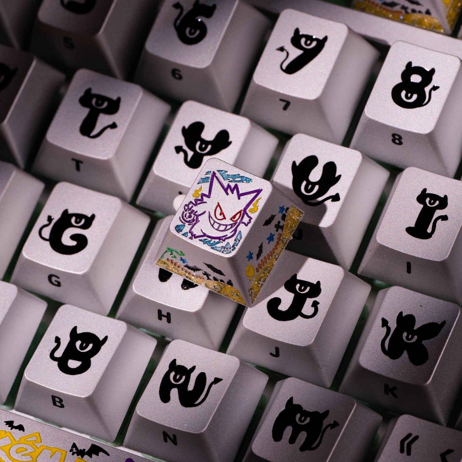 Pok é mon series, Gangar themed design, 17 key set, keycaps made of aluminum alloy material CNC integrated precision machining personalized keycaps, mechanical keyboard decorative keycaps