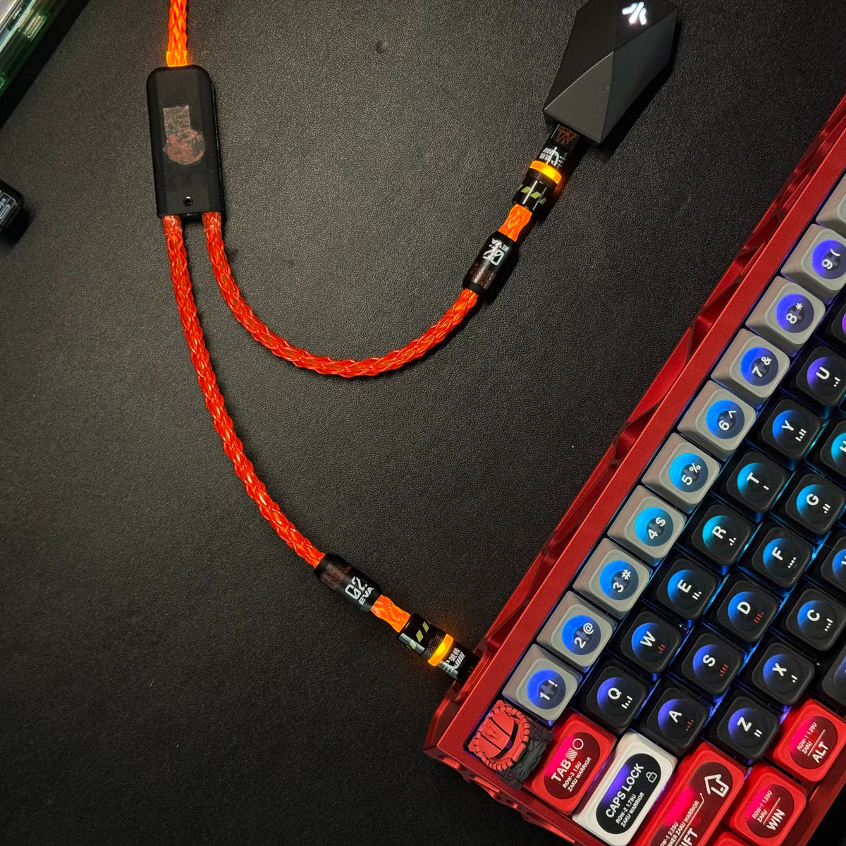 Customized manual data cable for mechanical keyboard with EVA theme design, dual type C aviation plug, dual 8K luminous data cables, magnetic axis mechanical keyboard