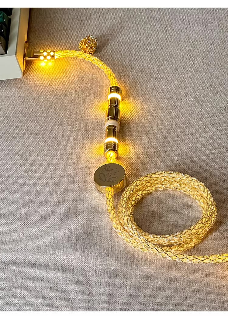 Single crystal copper overall luminous gold/warm light aviation plug customized mechanical keyboard manual data cable