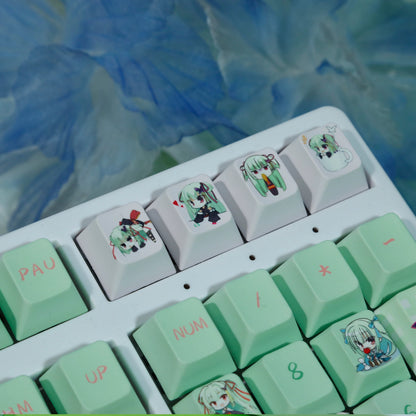 Senren*Banka，Murasame‌， PBT material personalized keycap set, anime keycap culture peripheral mechanical keyboard decoration keycaps， Compatible with 61/64/68/75/84/87/104 key mechanical keyboard keycap set