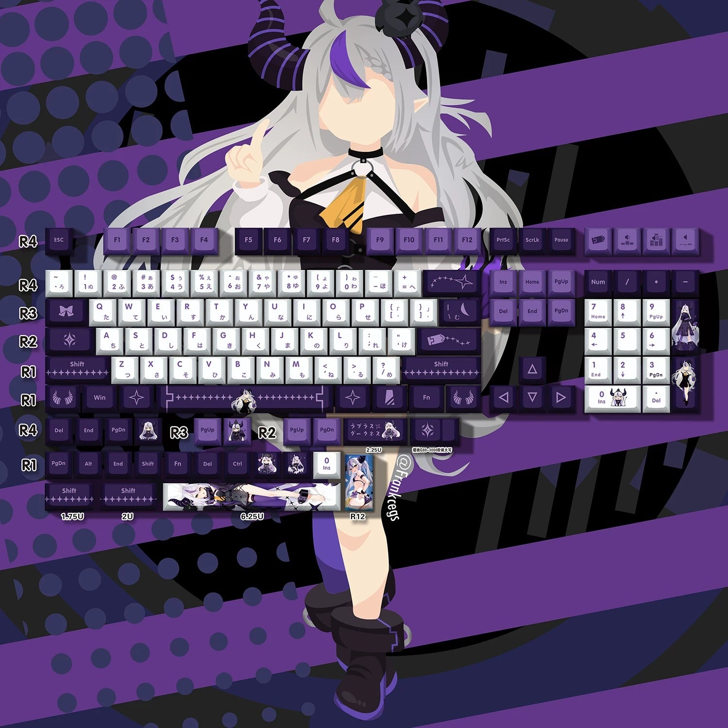 Super Beautiful Girl ACGN Two dimensional Theme Series Collection design simple keycap replacement set, custom set personalized keycap series，PBT material, Original factory height, compatible with 61/64/68/75/84/87/104 mechanical keyboard keycap set