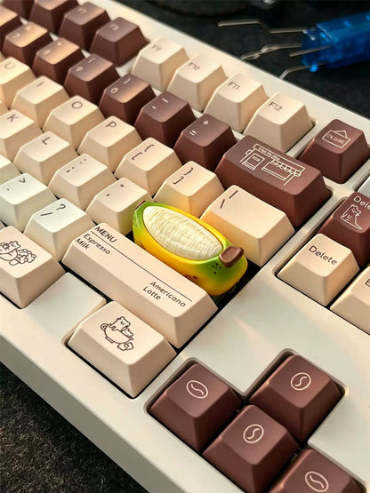 Banana shaped resin personalized keycaps, fruit keycaps, trendy cultural and creative keycaps, mechanical keyboard backspace/enter/caps replacement keycaps, decorative keycaps