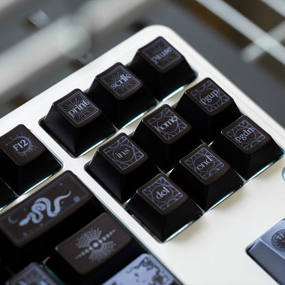 Original design set of dynamic snake theme keycaps, made of PBT material, highly personalized keycap set from the original factory, suitable for 61/64/68/75/84/87/104 key mechanical keyboards in anime and games