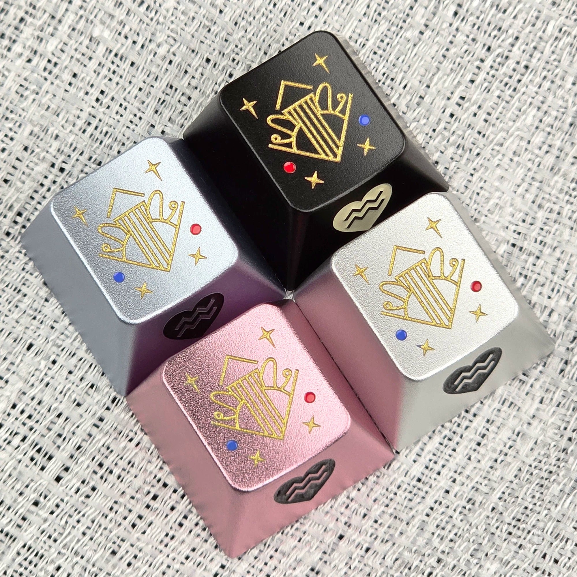 12 Constellation Aluminum Alloy Keycaps with Anodized Enamel Color Craft Metal Personalized Keycaps, Mechanical Keyboard Decorative Keycaps, Constellation Divination Cultural Creative Products.