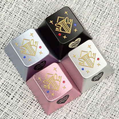 12 Constellation Aluminum Alloy Keycaps with Anodized Enamel Color Craft Metal Personalized Keycaps, Mechanical Keyboard Decorative Keycaps, Constellation Divination Cultural Creative Products.