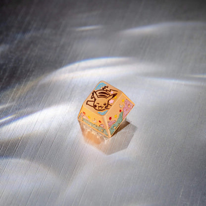 Pok é mon series, Pikachu themed design, keycaps made of aluminum alloy material CNC integrated precision machining personalized keycaps, mechanical keyboard decorative keycaps
