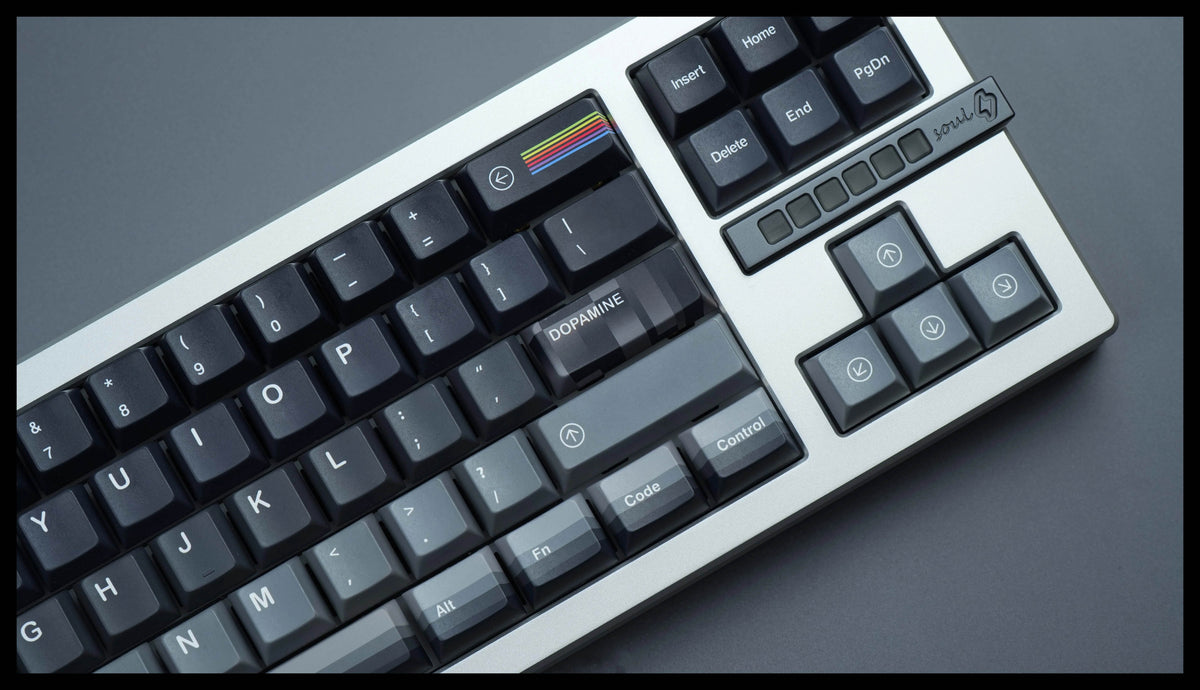 Dopamine themed PBT material creative keycap set, mechanical keyboard decorative keycaps, trendy and fashionable, creative peripherals, artistic keycaps, Compatible with 61/64/68/75/84/87/104 key mechanical keyboard keycap set