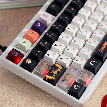 Pikachu themed keycap set, mechanical keycap PBT material material personalized keycap set, Animated cartoon keycaps, compatible with 61/64/68/75/84/87/104 mechanical keyboard replacement keycap