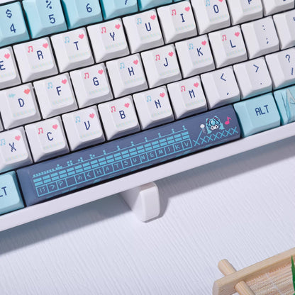 Hatsune Miku Theme PBT Material Hot Sublimation Process Personalized Keycap Set, Animation Music Theme Decoration Keycap Set