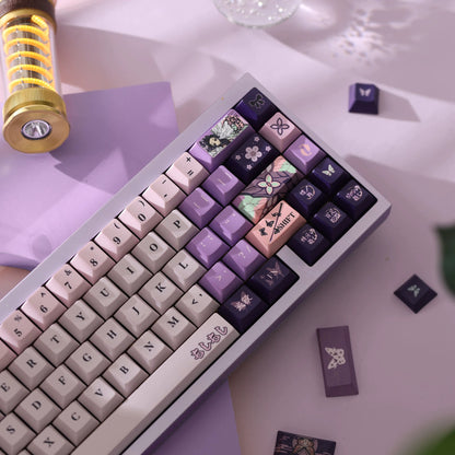 Demon Slayer: Kimetsu no Yaiba series, Kochou Shinobu theme, original high PBT material keycaps, full five sided thermal sublimation process mechanical keyboard custom set keycaps