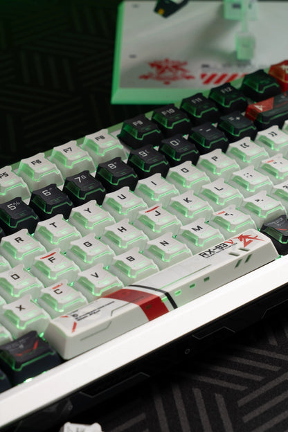 Gundam themed mecha translucent PBT material Original Factory Height,  mechanical keyboard replacement keycap set, Compatible with 61/64/68/75/84/87/104 Key Mechanical Keyboard Keycap Set