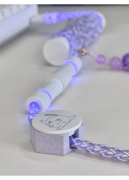 Pink/purple, single crystal copper spiral integral luminous aviation plug, manually customized data cable, keyboard cable