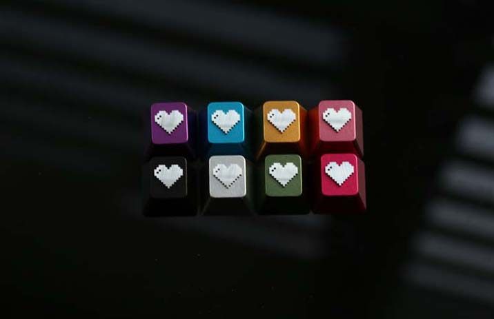 love ❤ Pixel style, metal CNC, aluminum alloy creative decorative keycaps