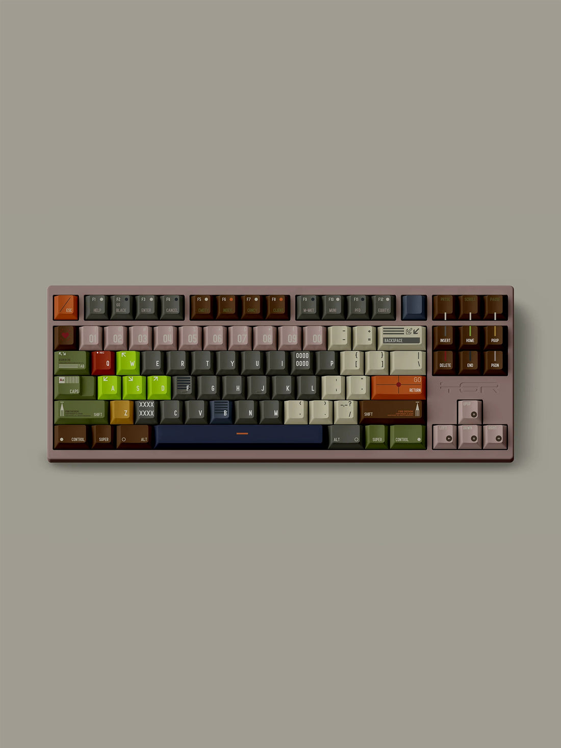 UnOrthodox theme design, multi-color splicing style PBT material personalized keycap set, mechanical keyboard replacement decorative keycaps, compatible with 61/64/68/75/84/87/104 key mechanical keyboard