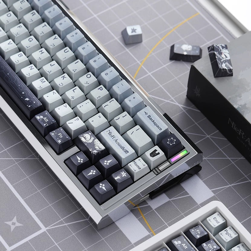 NieR: Automata theme design, custom set personalized keycap series, PBT material, factory height, compatible with 61/64/68/75/84/87/104 mechanical keyboard keycap set