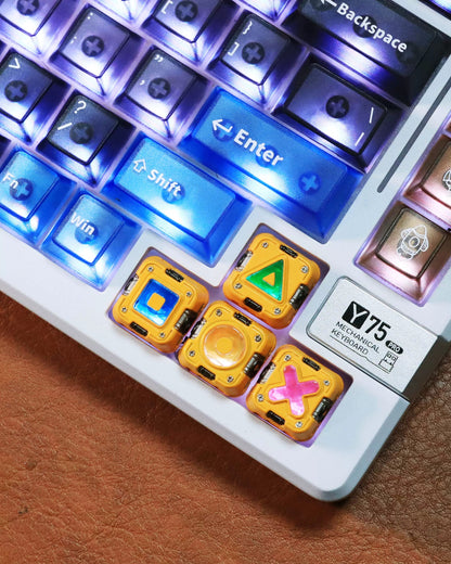 Cyberpunk style directional key set mechanical keyboard handmade personalized metal keycaps translucent personalized keycaps customized mechanical keyboard decorative keycaps
