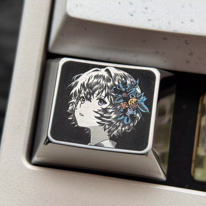 EVA series, Asuka/Ayanami Rei theme, finely carved titanium alloy personalized keycaps, innovative metal decorative keycaps for anime and games