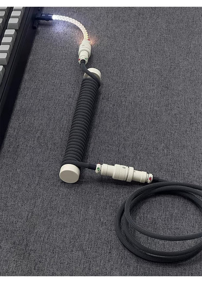 Three segment cold and warm light aviation plug, manually customized data cable, wild color matching magnetic shaft mechanical keyboard cable