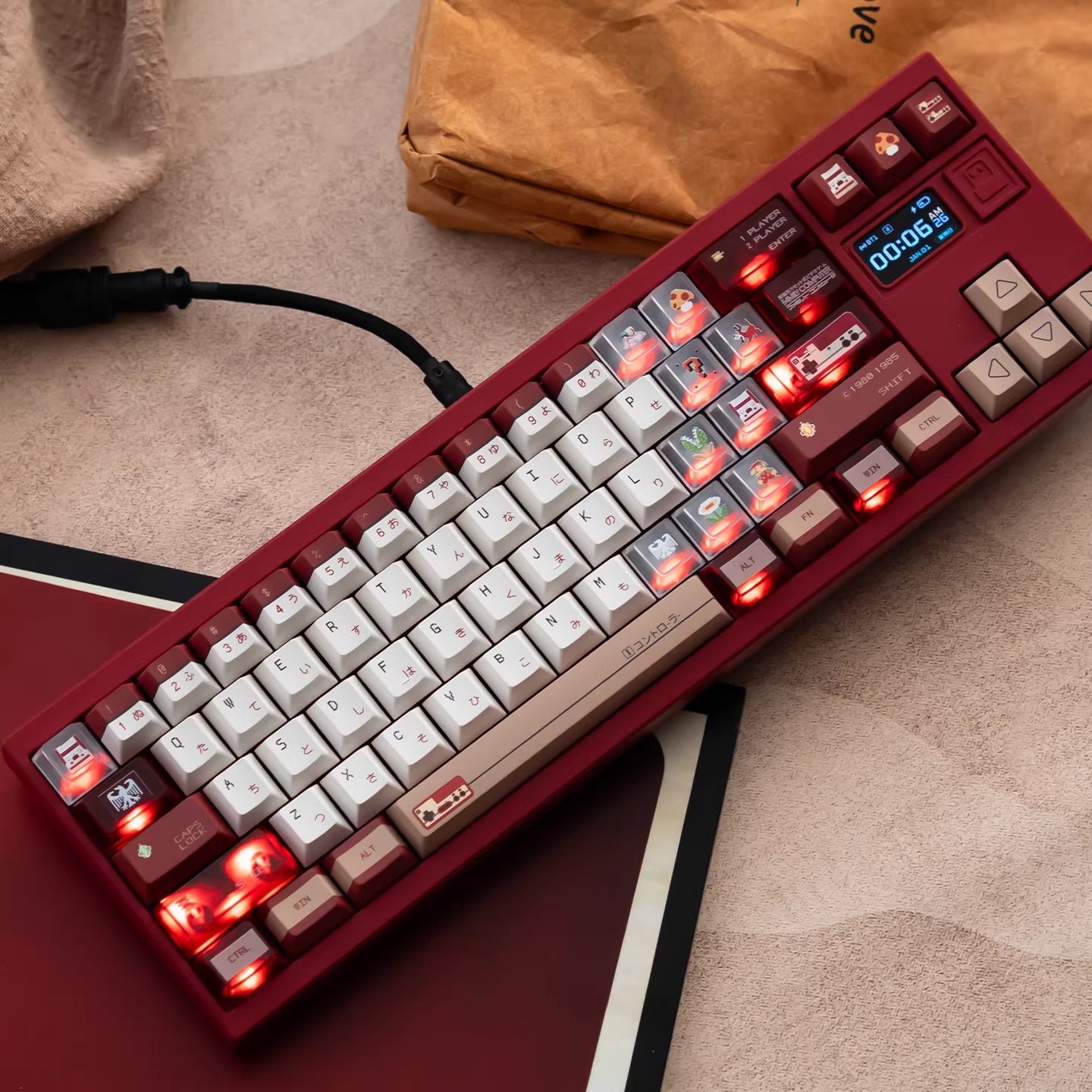 Family Computer, Nintendo Entertainment System theme, customized keycap set with PBT+PC sublimation technology, FC keycap set