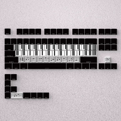 Music staff piano black and white keys, original high PBT material compatible MX switch mechanical keyboard, anime and game theme set keycaps, mechanical keyboard replacement keycap set