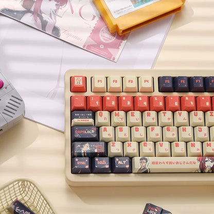 Smoking Behind the Supermarket with You，PBT material Original Factory Height,  mechanical keyboard replacement keycap set, Compatible with 61/64/68/75/84/87/104 Key Mechanical Keyboard Keycap Set