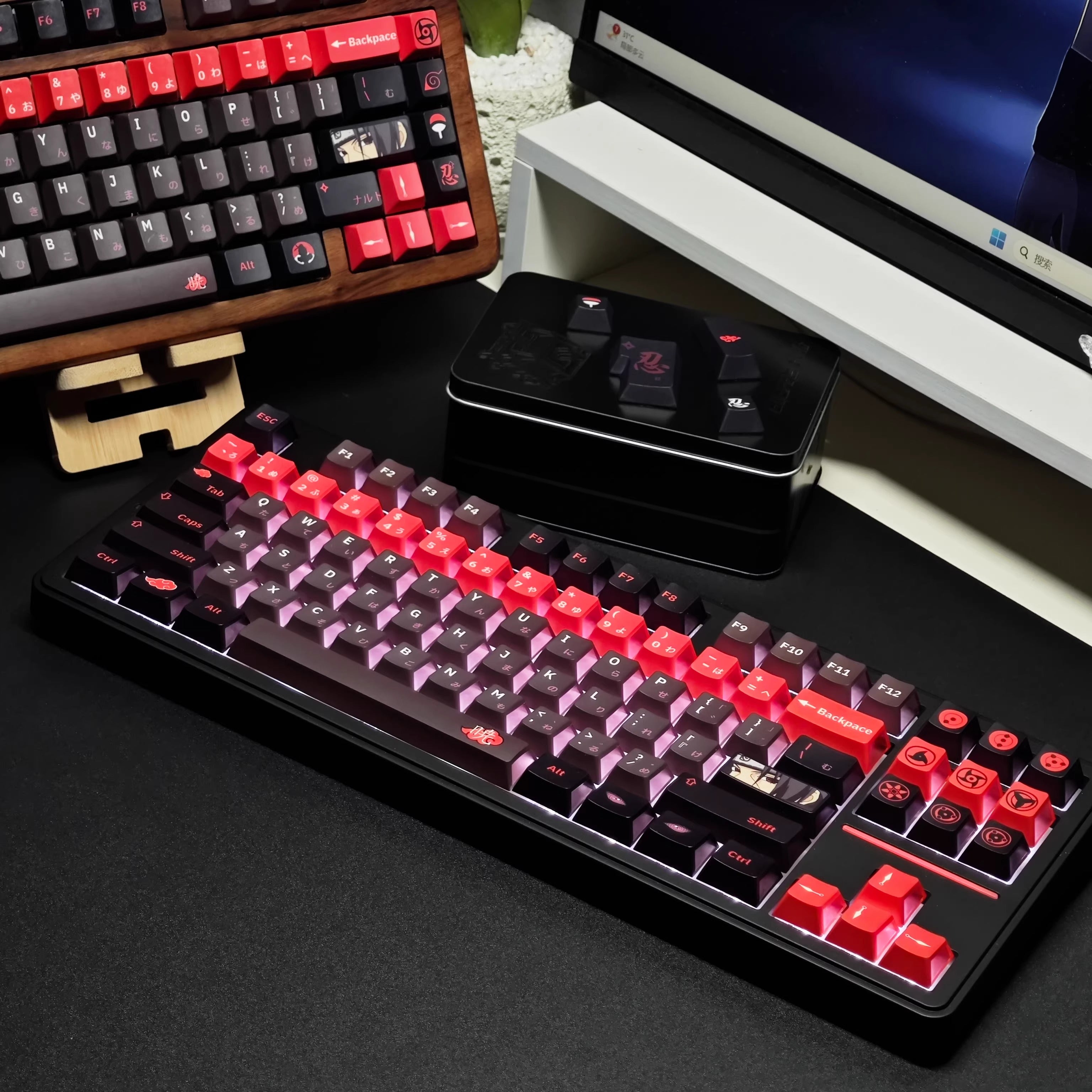 Naruto series, Akatsuki themed keycaps, Uchiha Itachi, Sharingan, PBT+PC material anime culture peripheral decoration keycap set