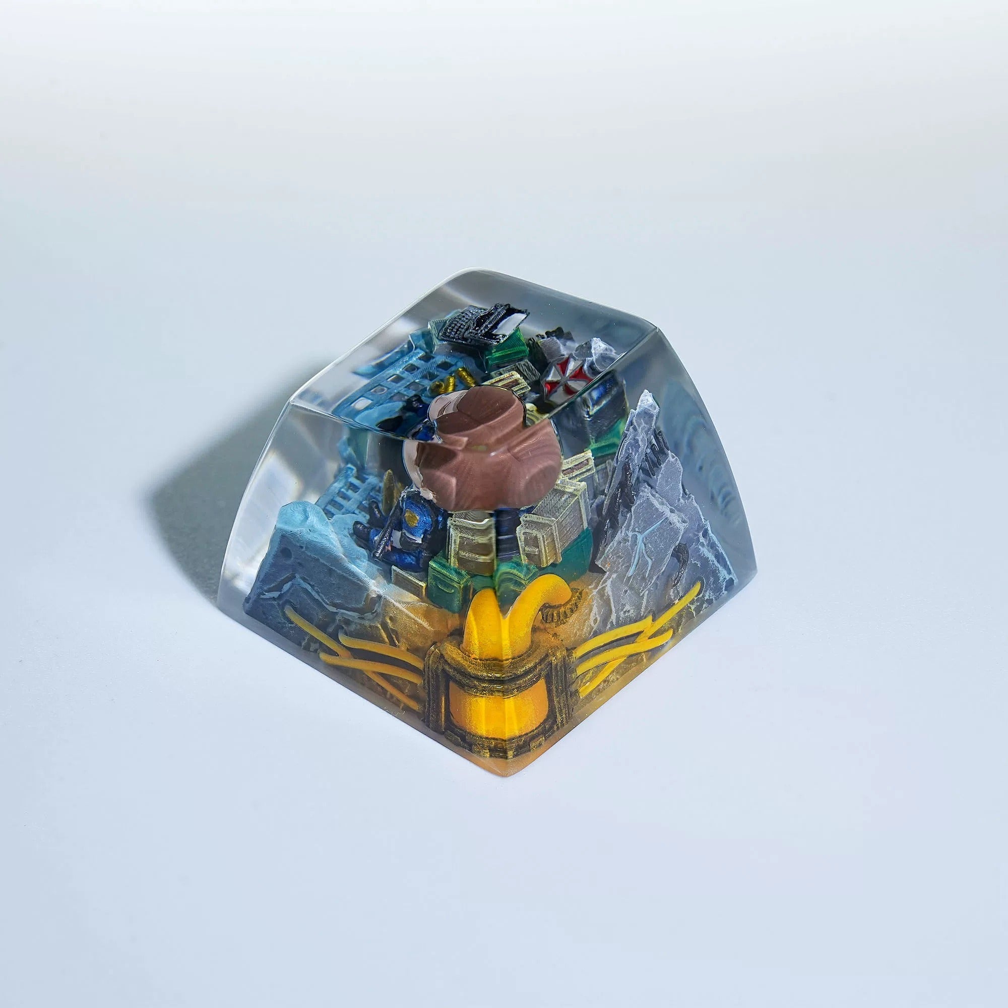 Resident Evil, Leon·Scott·Kennedy， Crystal resin personalized keycaps, anime and game cultural creative keycaps, mechanical keyboard artistic decorative keycaps