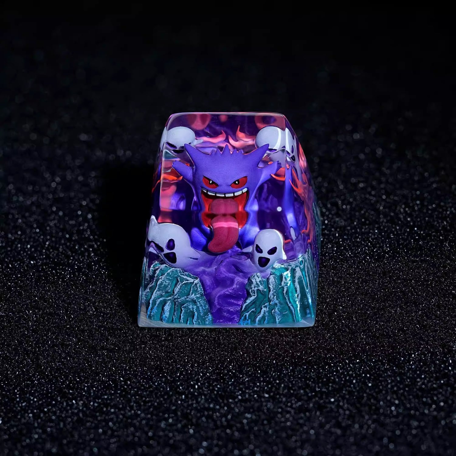 Gengar crystal resin personalized keycaps, anime and game culture creative decorative keycaps, mechanical keyboard creative art keycaps
