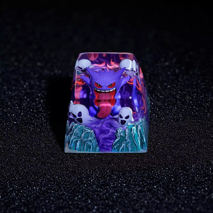 Gengar crystal resin personalized keycaps, anime and game culture creative decorative keycaps, mechanical keyboard creative art keycaps