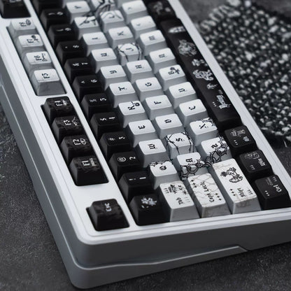 Dark Night Thorn Metal Paint Mechanical Keyboard Keycaps PBT Original Factory Height, PBT material personalized keycaps, mechanical keyboard replacement keycap set, Compatible with 61/64/68/75/84/87/104 Key Mechanical Keyboard Keycap Set