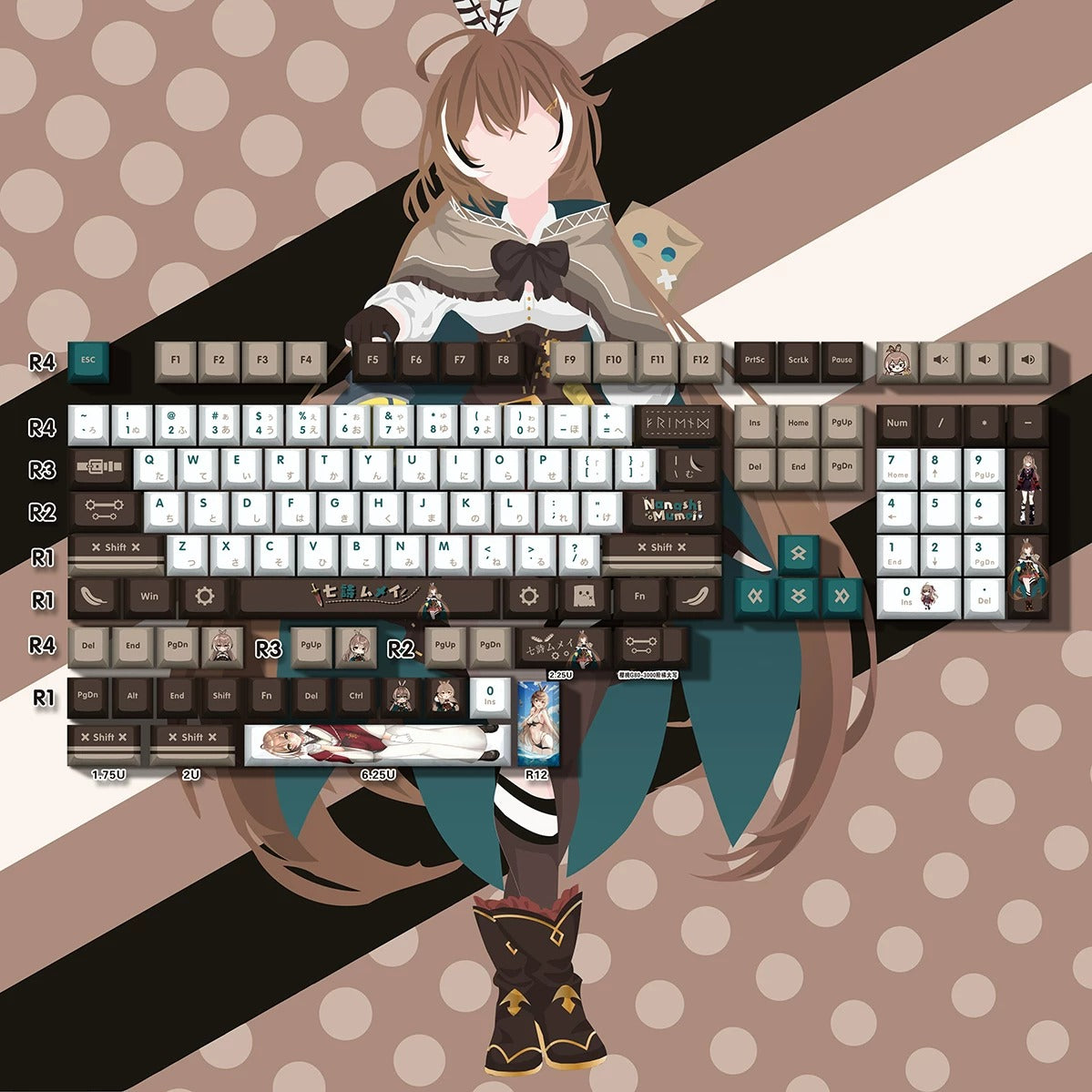 Super Beautiful Girl ACGN Two dimensional Theme Series Collection design simple keycap replacement set, custom set personalized keycap series，PBT material, Original factory height, compatible with 61/64/68/75/84/87/104 mechanical keyboard keycap set