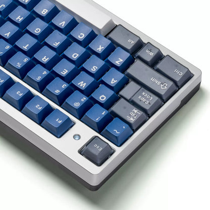 Warrior Blue Grey Half Transparent Full Set Keycap ABS+PC Two Color, Simple Blue Tone, Mechanical Keyboard Replacement Keycap Set, Compatible with 61/64/68/75/84/87/104 Key Mechanical Keyboard Keycap Set
