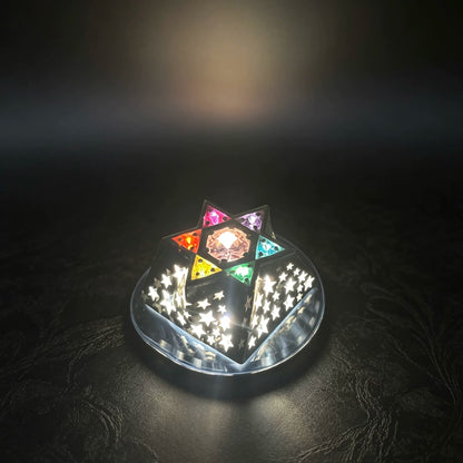 Hexagonal star, multi-color gemstone inlay, 925 sterling silver personalized keycap, hollowed out design mechanical keyboard metal decorative keycap