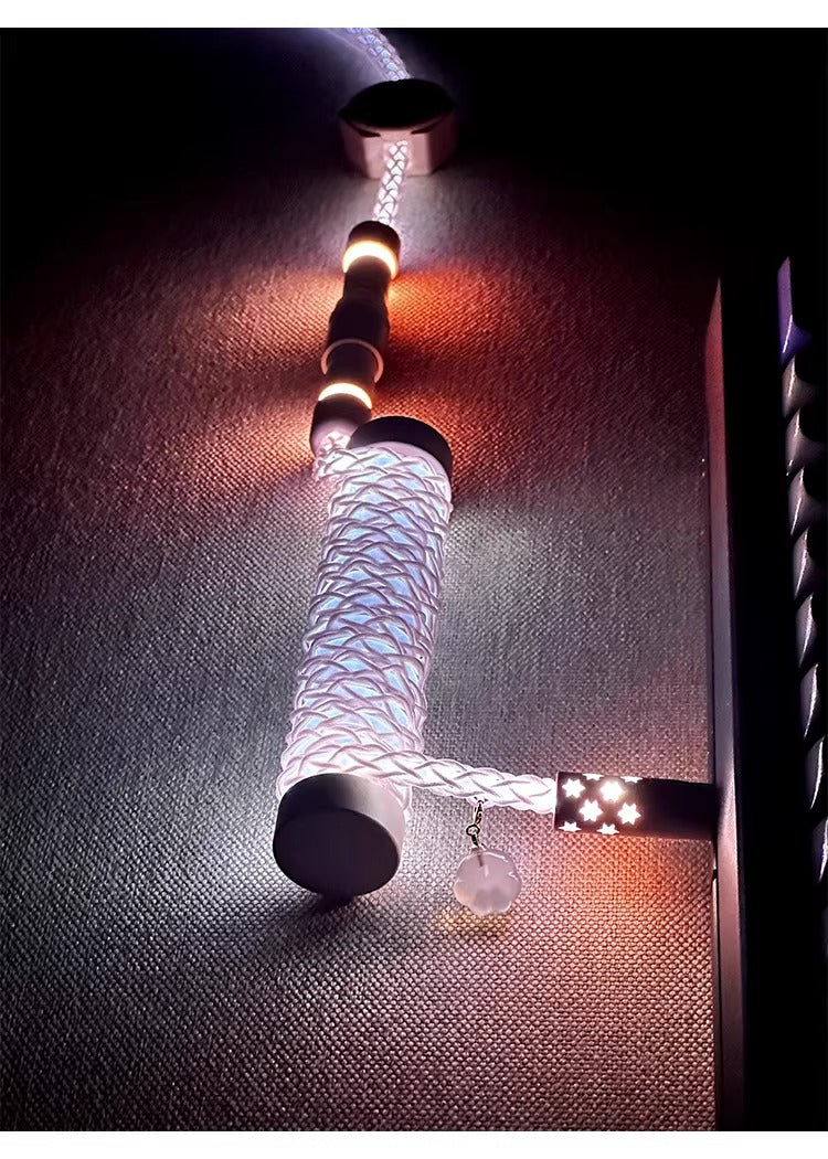 Pink/purple, single crystal copper spiral integral luminous aviation plug, manually customized data cable, keyboard cable