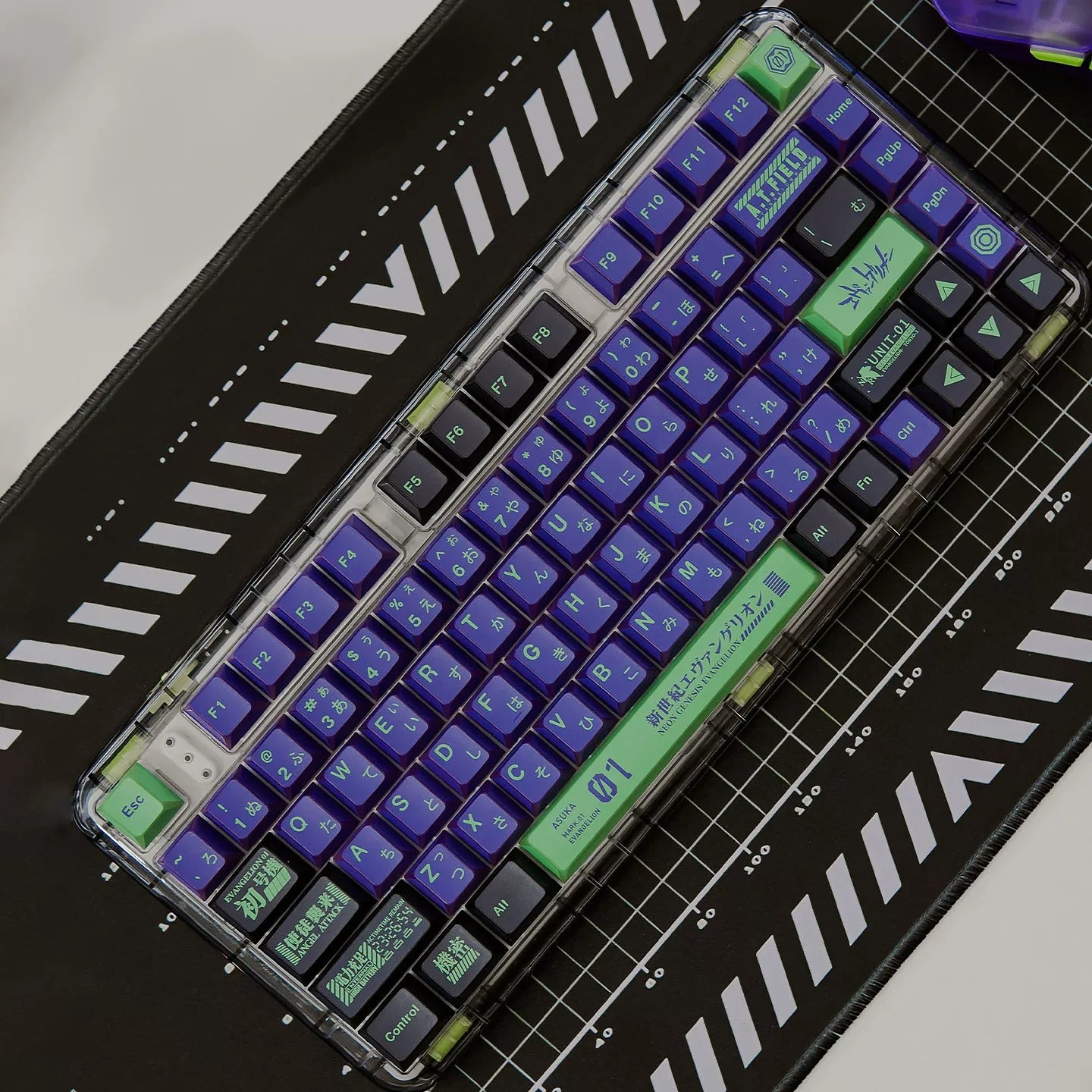 EVA series, EVANGELION-01 theme, folded translucent personalized keycap theme series, PBT material anime game theme creative keycap set