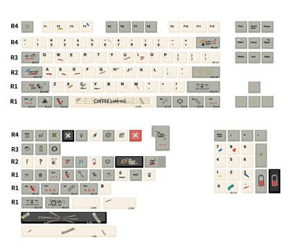 IMFKTIRED, Office keycap set, retro color scheme, PBT material Mechanical Keyboard Replacement Keycap Set, suitable for 61/64/68/75/84/87/104 Key Mechanical Keyboard