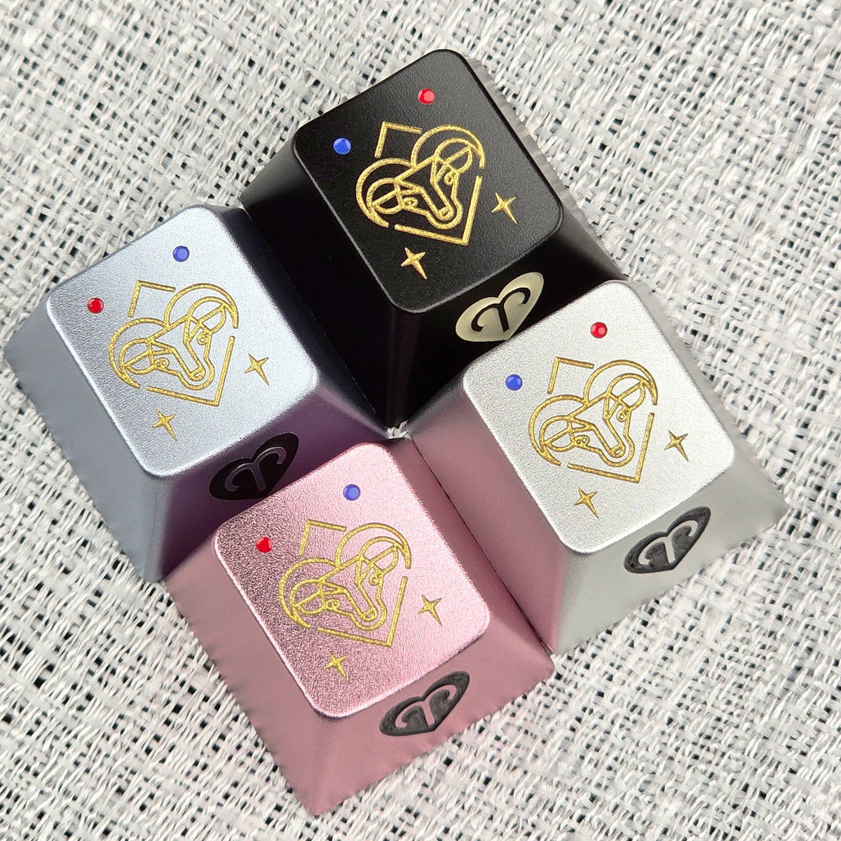 12 Constellation Aluminum Alloy Keycaps with Anodized Enamel Color Craft Metal Personalized Keycaps, Mechanical Keyboard Decorative Keycaps, Constellation Divination Cultural Creative Products.