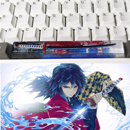 Demon Slayer: Kimetsu No Yaiba, Crystal resin samurai sword, 6.25U space bar personalized keycap, anime and game culture creative custom decorative keycap