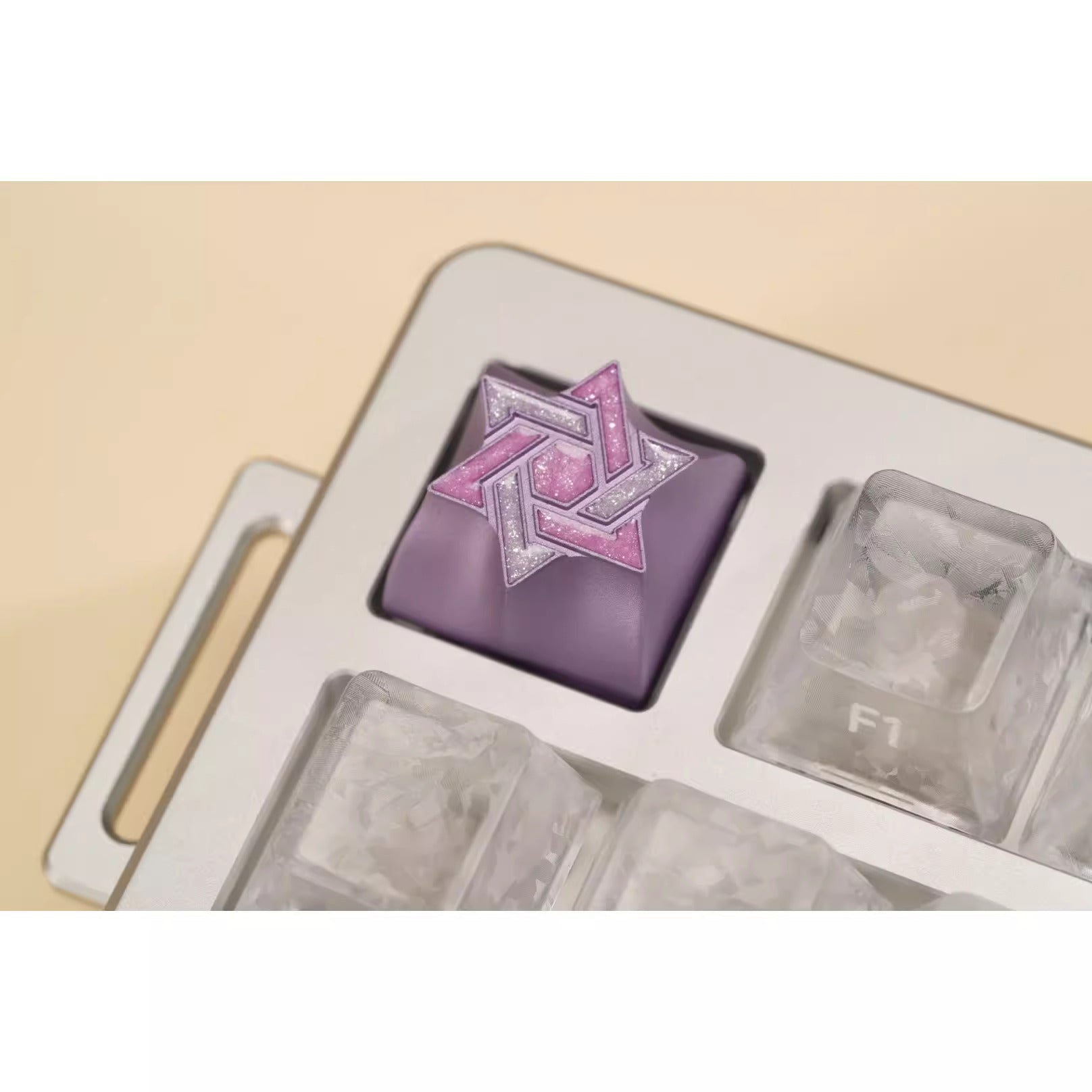 Hexagram star personalized keycap aluminum alloy CNC metal anode enamel color metal decorative keycap