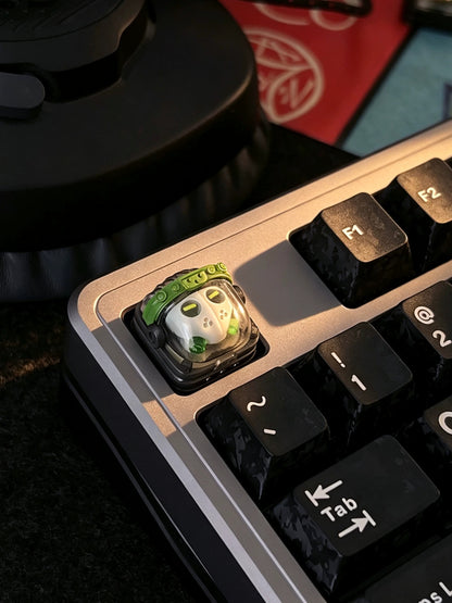 Skeleton Space Man Machine Gun Soldier Personalized Keycaps, Original Design Resin Material Mechanical Keyboard Decorative Keycaps, Cartoon Art Keycaps