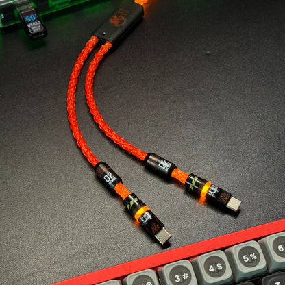 Customized manual data cable for mechanical keyboard with EVA theme design, dual type C aviation plug, dual 8K luminous data cables, magnetic axis mechanical keyboard