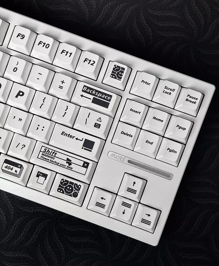Dangerous 404 Theme Design PBT material personalized keycaps, mechanical keyboard replacement keycap set, minimalist pattern and line creative keycap set, Compatible with 61/64/68/75/84/87/104 Key Mechanical Keyboard Keycap Set