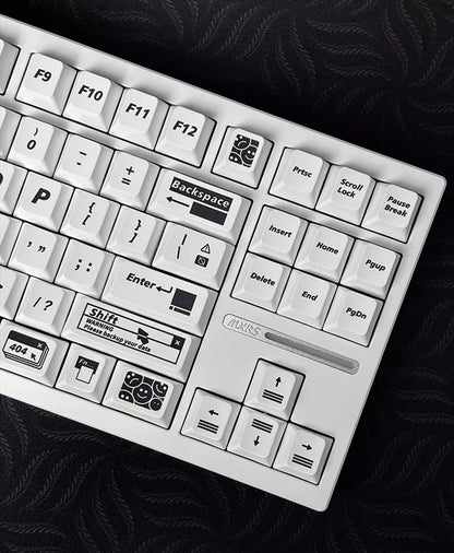 Dangerous 404 Theme Design PBT material personalized keycaps, mechanical keyboard replacement keycap set, minimalist pattern and line creative keycap set, Compatible with 61/64/68/75/84/87/104 Key Mechanical Keyboard Keycap Set