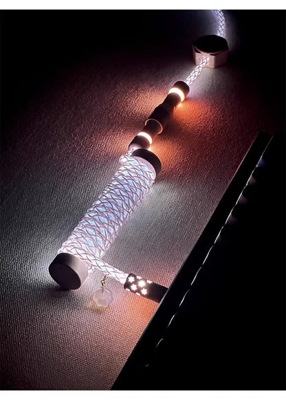 Pink/purple, single crystal copper spiral integral luminous aviation plug, manually customized data cable, keyboard cable