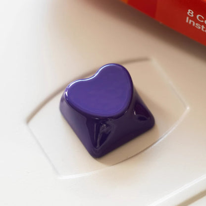 heart shape aluminum alloy keycaps, metal shaped personalized keycaps, metal baked paint, CNC machining, customized mechanical keyboard decoration keycaps