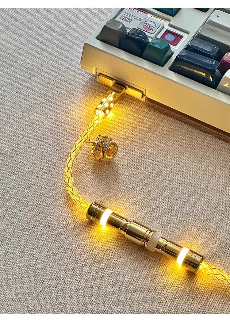 Single crystal copper overall luminous gold/warm light aviation plug customized mechanical keyboard manual data cable