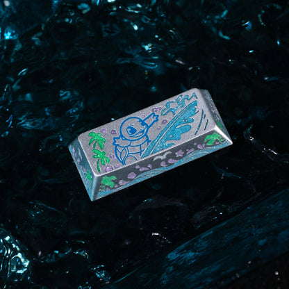 Squirtle Theme, Aluminum Alloy CNC Metal Anode Personalized Keycaps, Enamel Colored Colorful Art Keycaps, Mechanical Keyboard Anime Cartoon Decorative Keycaps