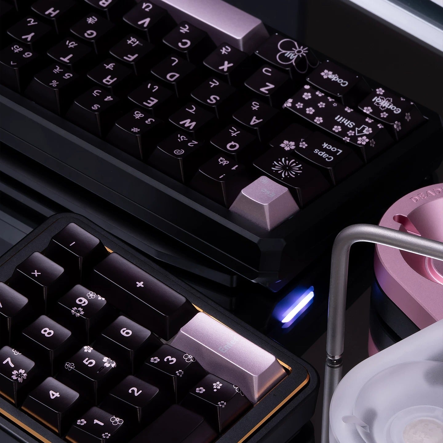 Spring and Jingming Black Theme Theme, Keycap Set PBT Metallic Texture personalized keycap set, , compatible with 61/64/68/75/84/87/104 mechanical keyboard